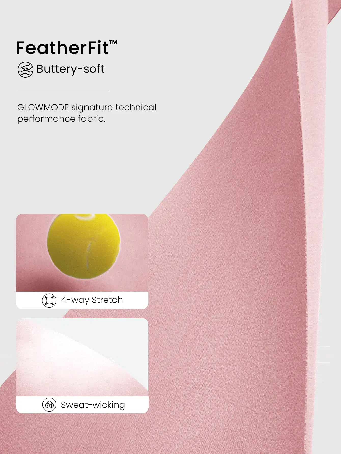 GLOWMODE FeatherFit™ All-Star Glow Soft Lightweight Anti-Slip Color-Contasting Neckline Demi Sports Bra Yoga Pilates Studio Daily Active Wear - Baby Pink - View 5
