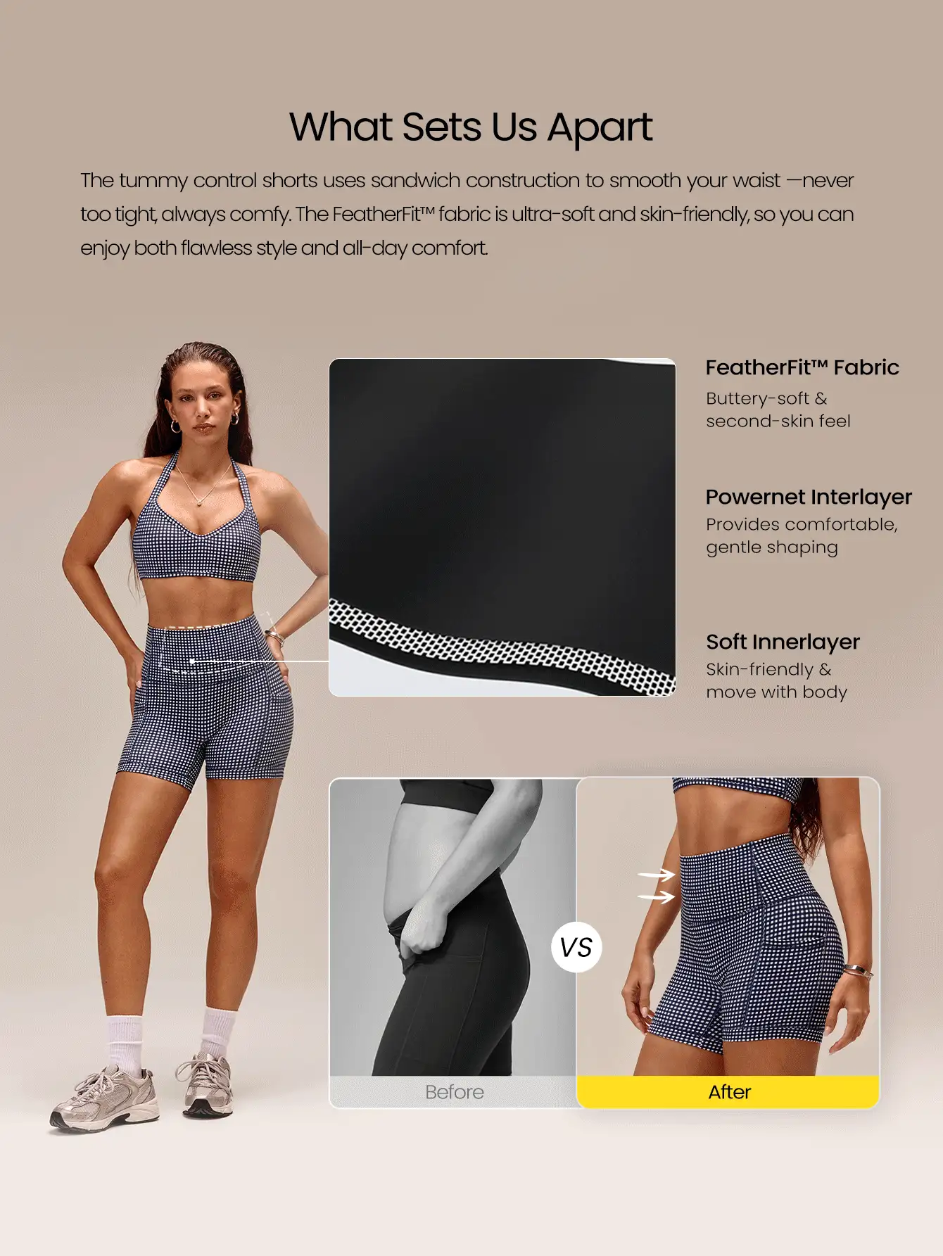 4.3" FeatherFit™ Anti-Slip Pocket Bike Shorts Non Front Seam Low Impact Cycling Running Gym Workout Summer