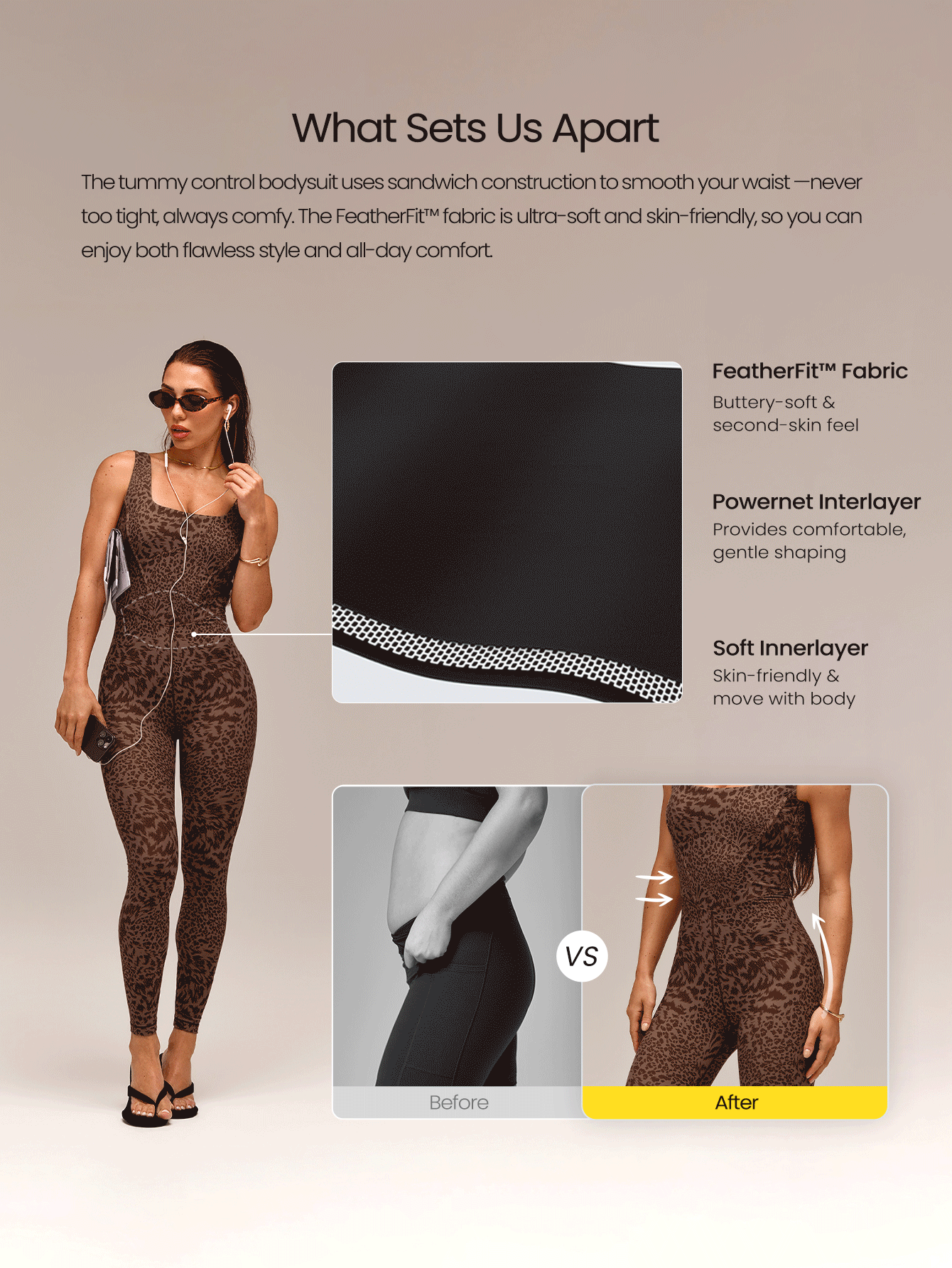 GLOWMODE Bộ bodysuit thể thao 24" FeatherFit™ hở lưng, định hình bụng, tập gym yoga pilates, phong cách thanh lịch mùa hè cho nữ - Nhiều màu - Xem 2