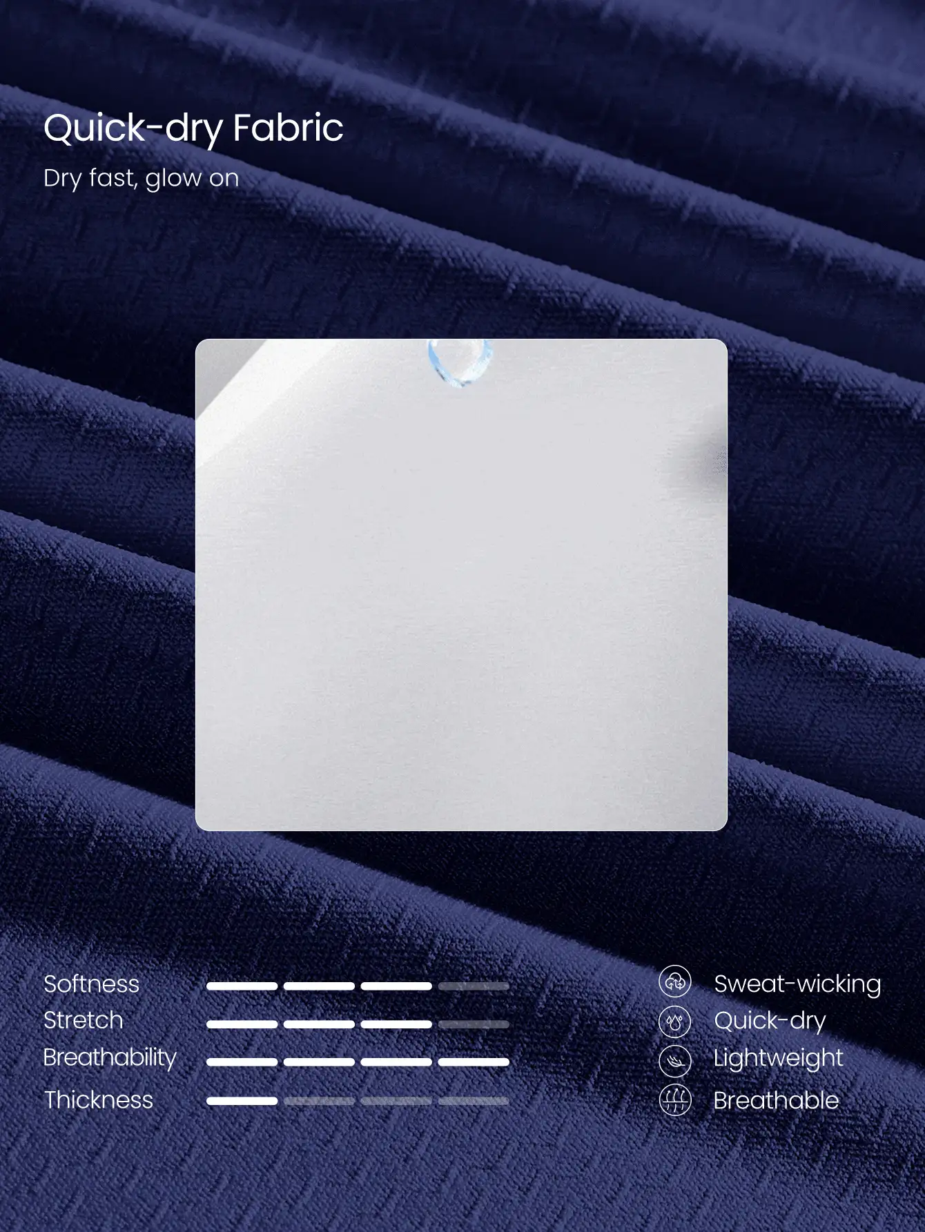 GLOWMODE Power Play Quick-Dry Tee Fitted Shirt Gym - Dark Blue - View 2