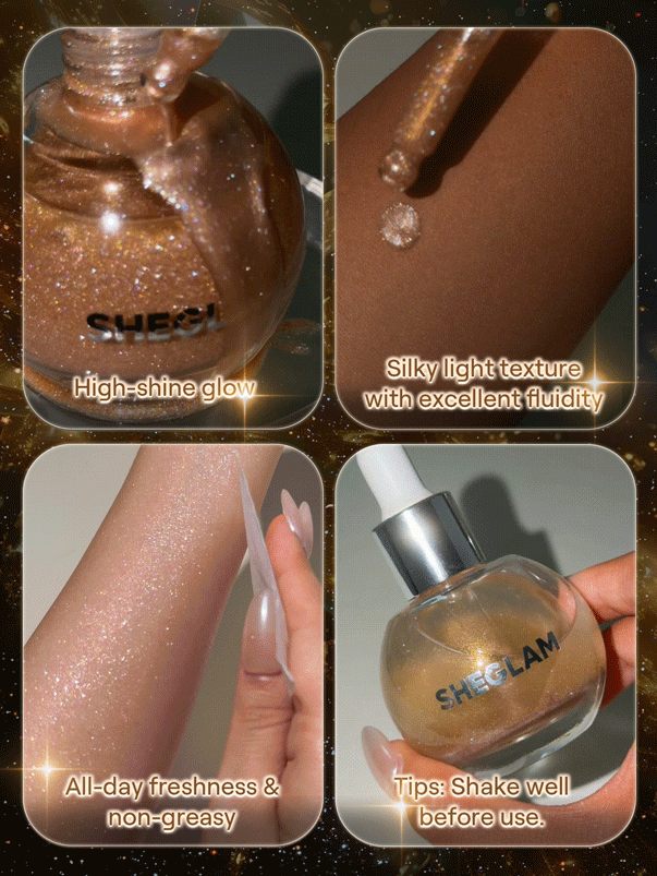 SHEGLAM Sunlit Silk Highlighting Body Oil-Frosted Opal Body Glitter Lotion Highlighter Makeup - Frosted Opal - View 4