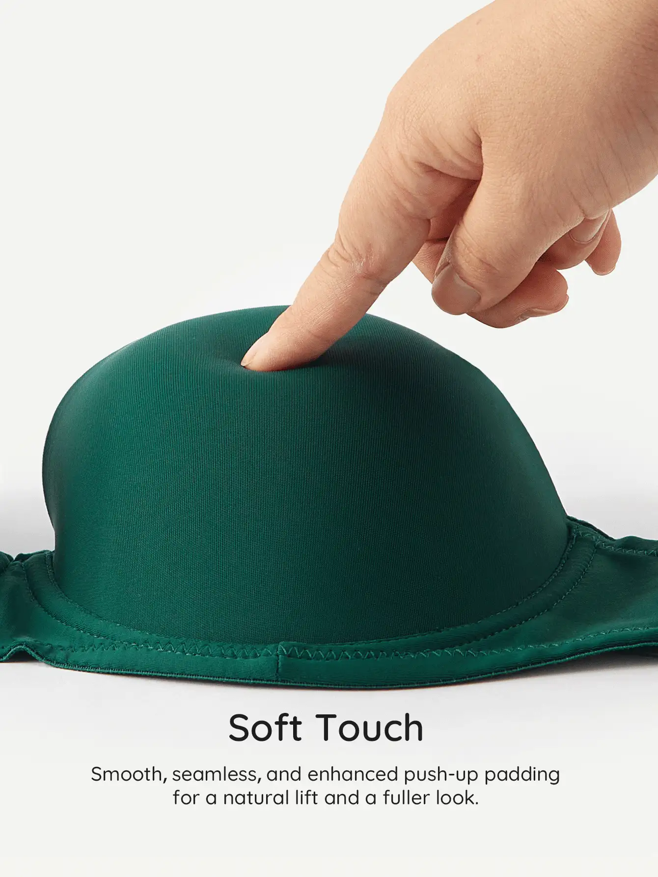 Bralution Bra Balconette Berkawat dengan Bantalan Warna Hijau Zaitun, Memberikan Dukungan Tinggi, Mengangkat dan Membentuk Belahan Dada, Tali Bahu yang Dapat Dilepas, Nyaman Dipakai - Dark Green - View 12