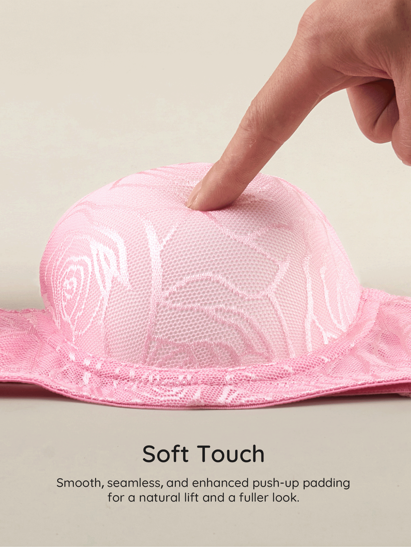 Bralution Bra Push-Up 1/2 Cup Warna Pink Elegan Lucu Kawaii Motif Bunga untuk Wanita, Nyaman untuk Pemakaian Sehari-hari - Berwarna merah muda - View 13