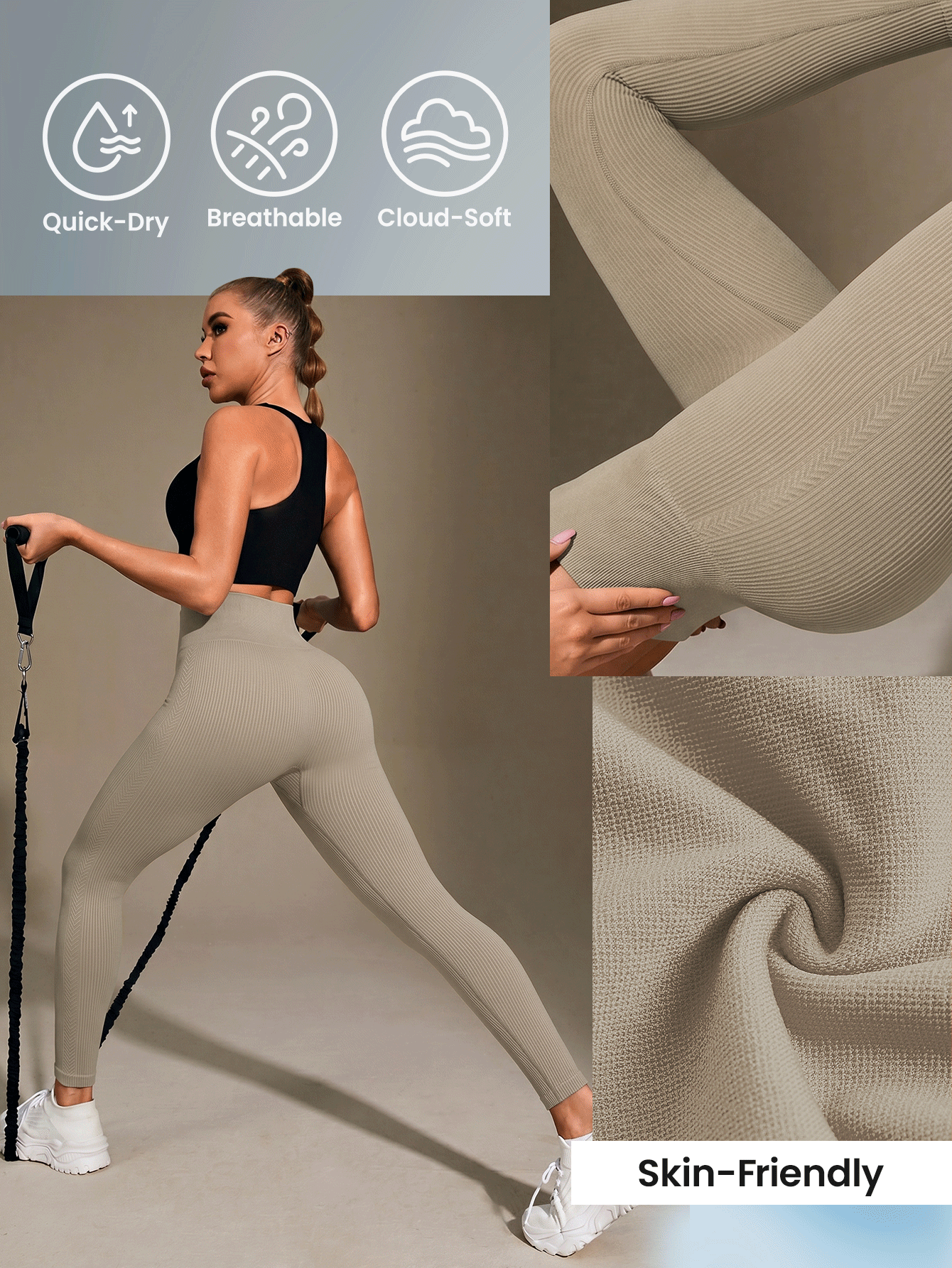 SHEIN Dewbera 1pc Regular Long Pants/Butt-Lifting Design/Basic Style/Sports Pants/Fitness/Yoga Seamless - Yellow - View 8