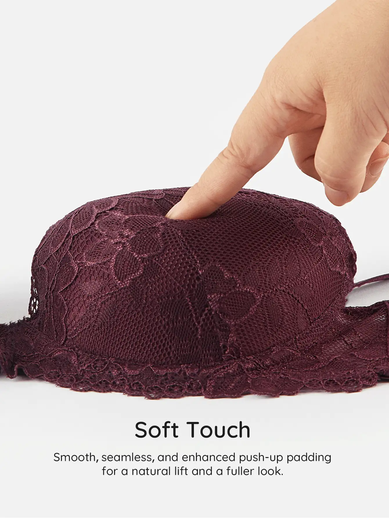 Bralution 1pc Women's Floral Lace Fashion Underwire Bra Lingerie - Purple - View 8