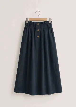SHEIN LUNE Chân váy cạp giấy túi ẩn chi tiết cúc, phong cách thường ngày - Màu xanh hải quân - Xem 2