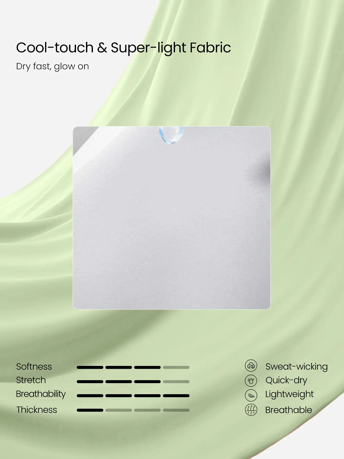 GLOWMODE Power Your Pace Ultra-Light Quick-Dry Running Long Sleeve Top With Curved Hems & Reflective Back Details Waist Length Jogging Gym Workout Active Wear - Grass Green - View 6
