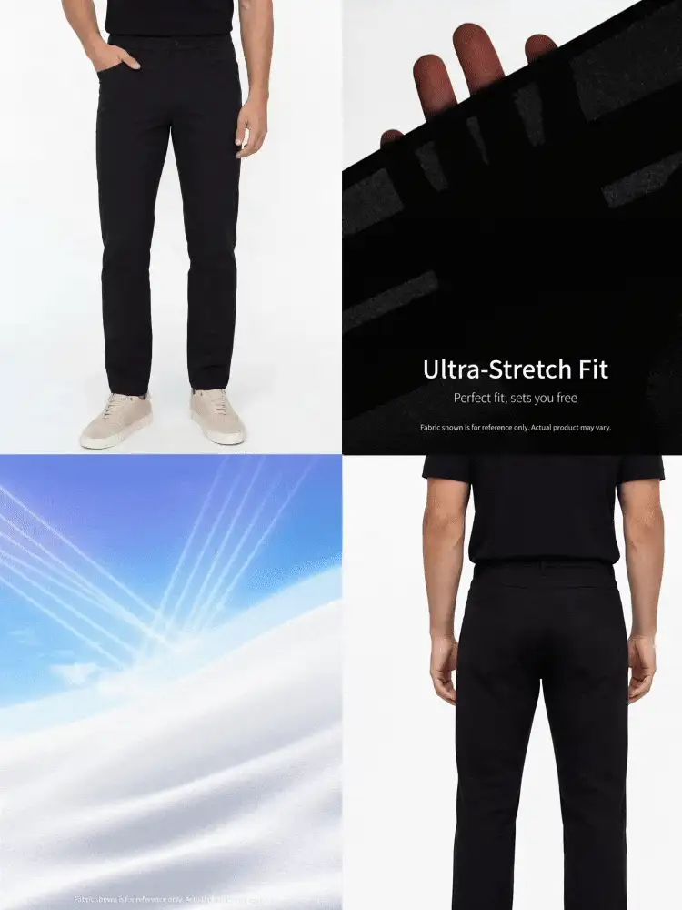 TekDrob WaterProof & UV Protection Straight Pants With Back Patch Pockets - Black - View 2
