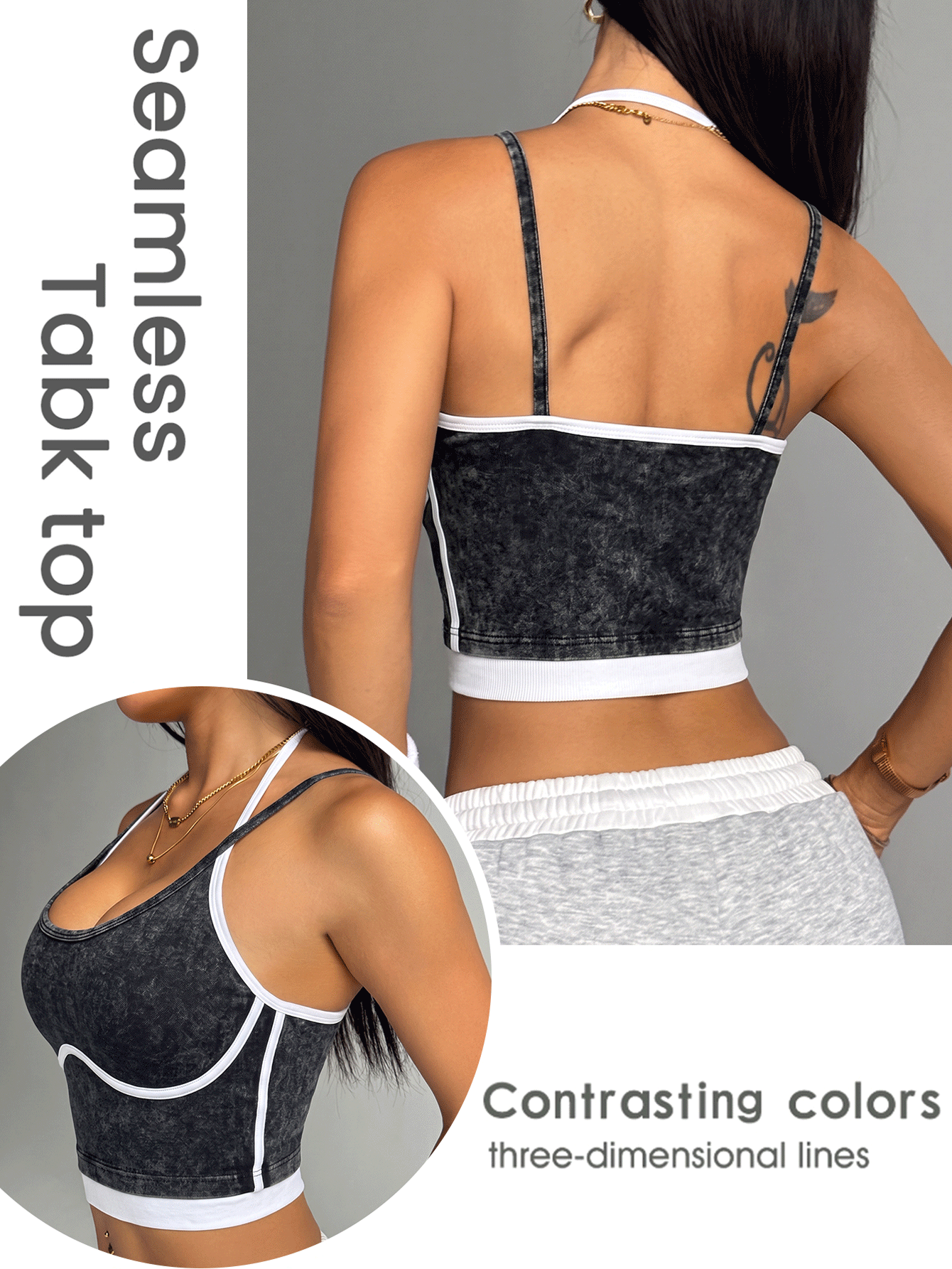 Dewbera Dewbera Women's Simple Fashion Casual Fitness Sports Camisole Tank Top - Black - View 2