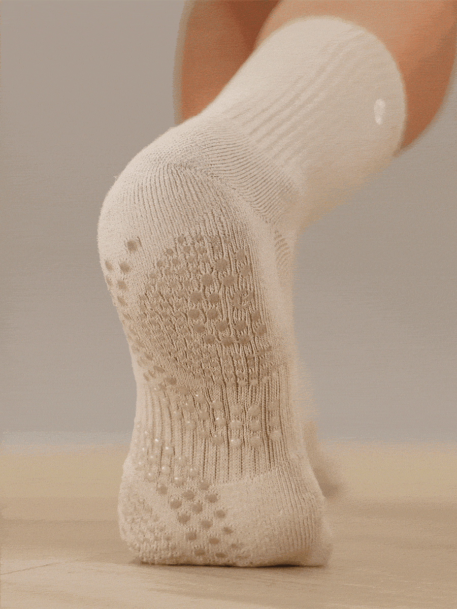 GLOWMODE Make A Move Grip Scrunch Crew Socks - White+Barely Pink+Pink - View 2
