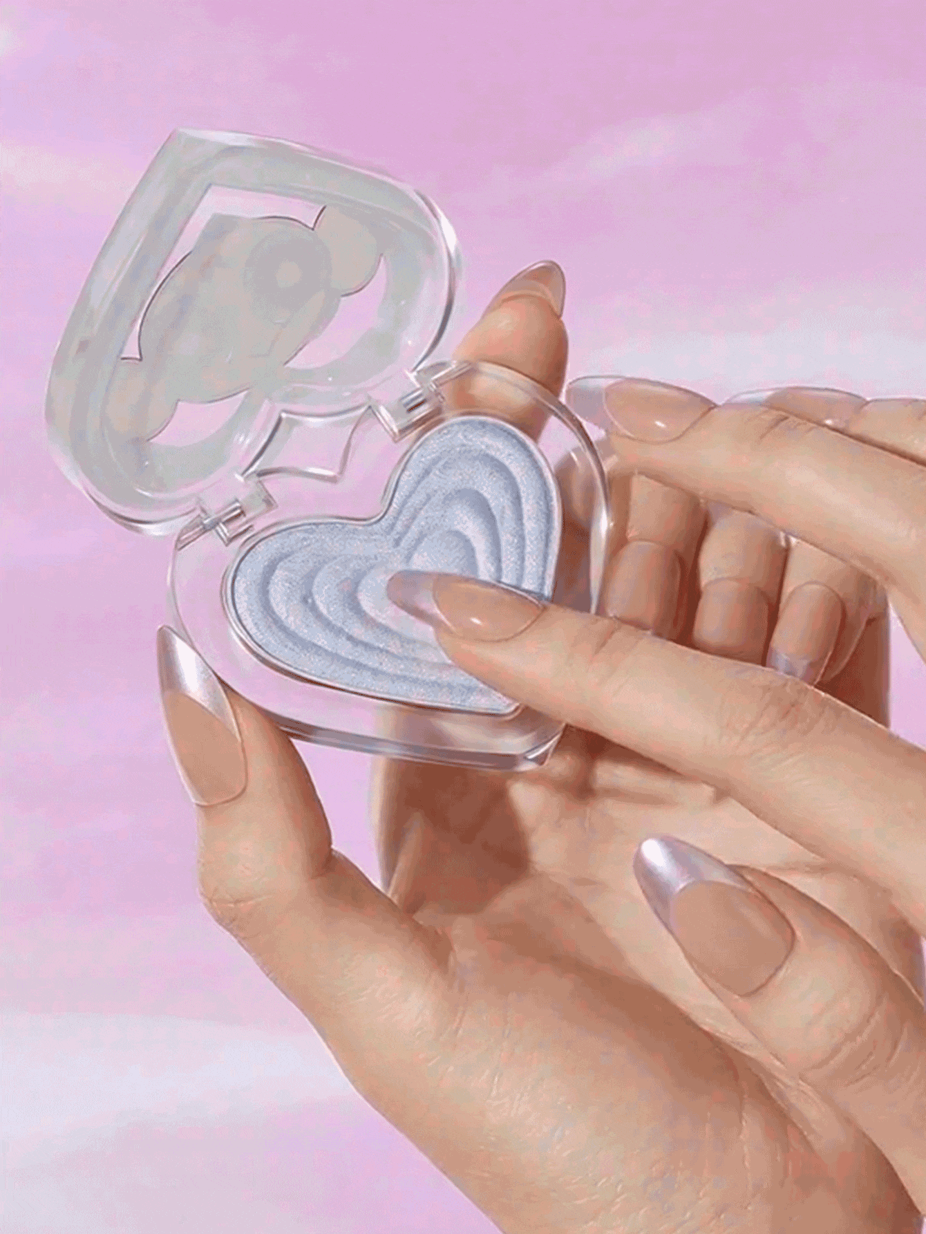 THE POWERPUFF GIRLS X SHEIN 1pc Blue Cream Highlighter, Satin Pearlescent Glow, Fine Texture, Adheres To Skin, Accents Eyes, Nose, Cheeks, Collarbone, Shoulders - Light ice blue - View 2