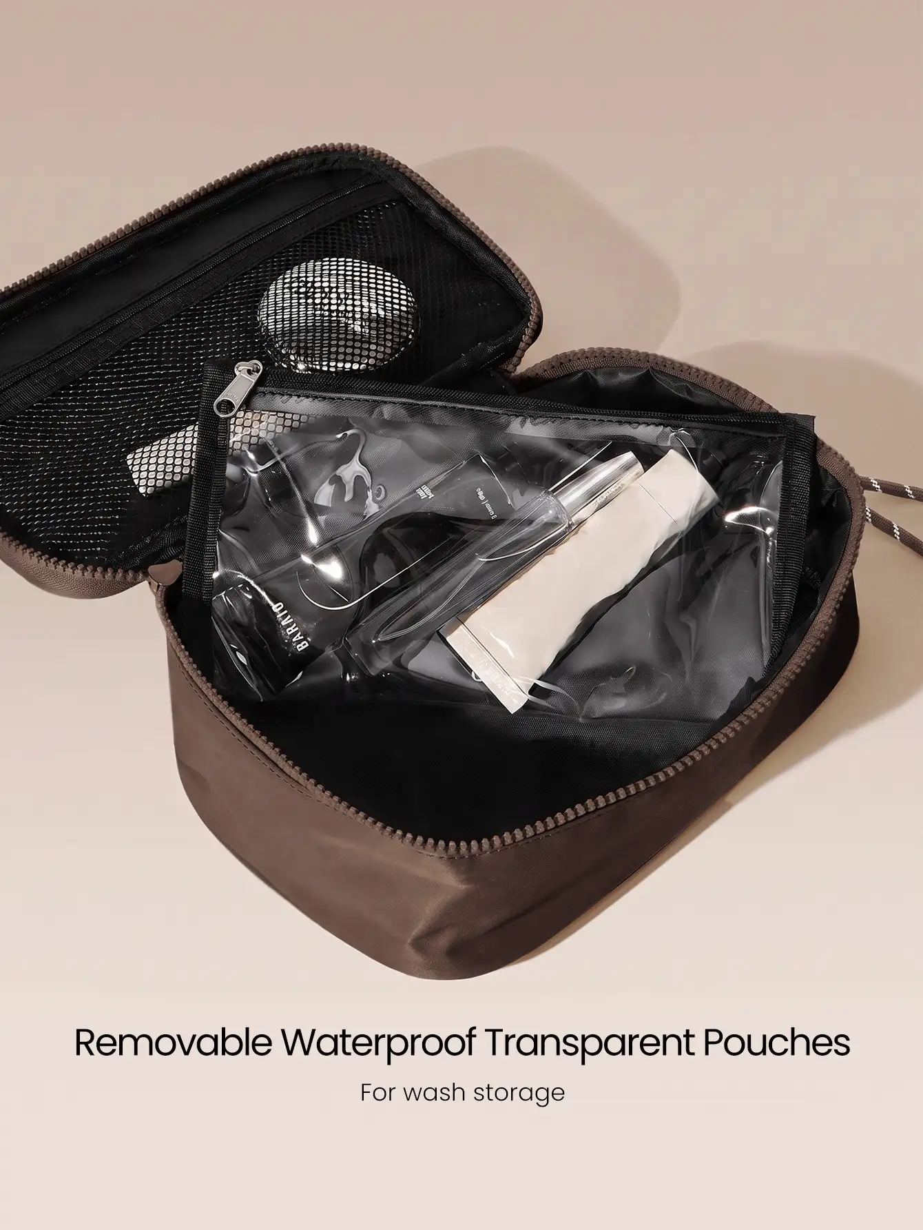 GLOWMODE 3L Sport Large Capacity Water-Repellant Essentials Zippered Kit Storage Bag Daily Casual Travel Trip - dark brown - View 2