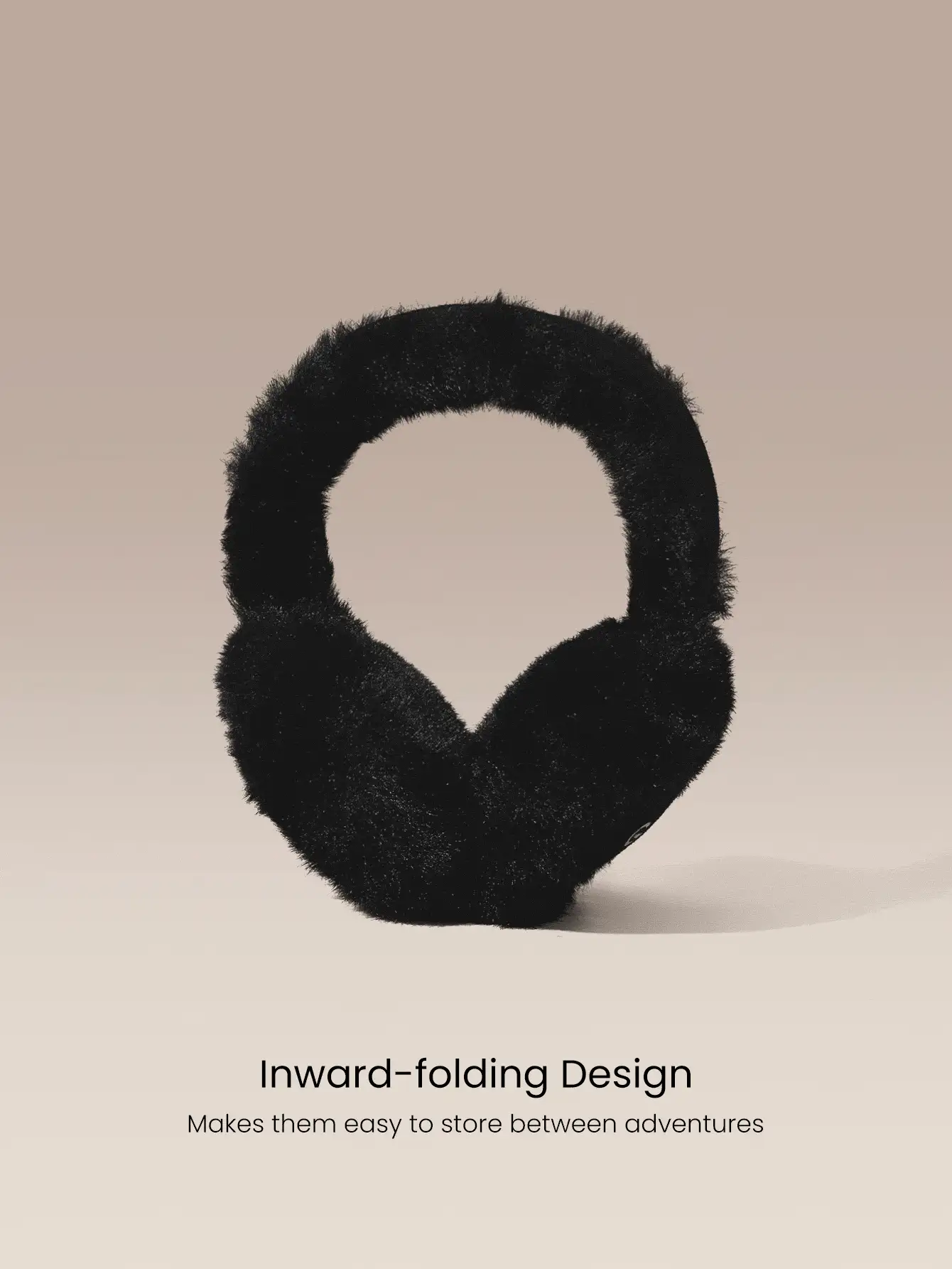 GLOWMODE Après Glow Collection First 可折疊毛絨耳罩,寬大耳罩設計,附反光 Logo,適合滑雪、單板滑雪與冬季戶外活動 - 黑色 - 查看 4