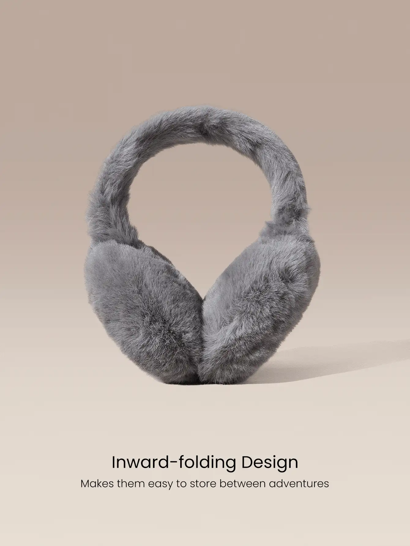 GLOWMODE Après Glow Collection First 可折疊毛絨耳罩,寬耳罩設計,附反光 Logo,適合滑雪、單板滑雪、冬季戶外活動 - 灰色 - 查看 4