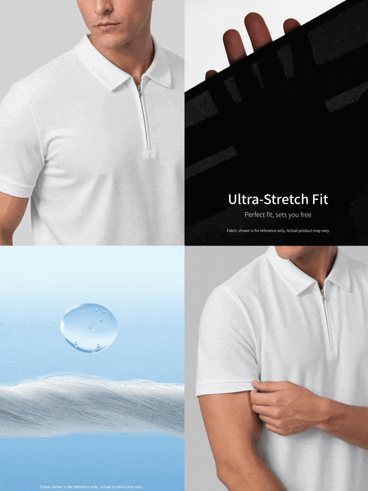 TekDrob Regular Polo With Front Half Zip - White - View 2
