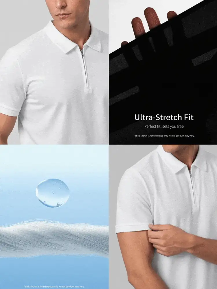 TekDrob Regular Polo With Front Half Zip - White - View 2