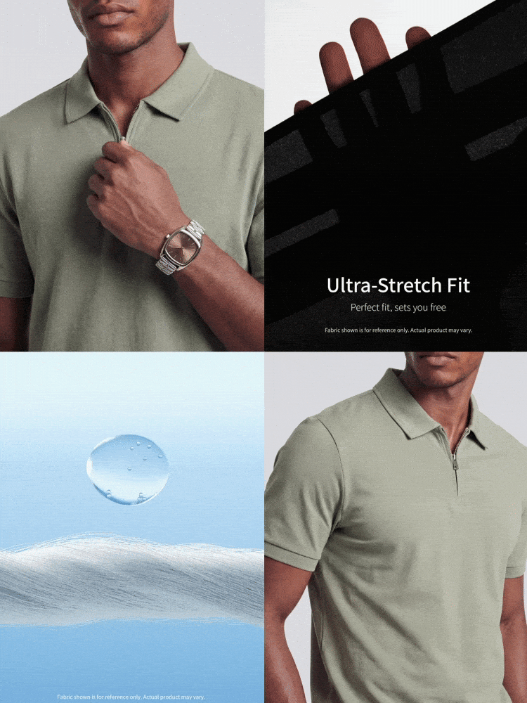 TekDrob Regular Polo With Front Half Zip - Green - View 2