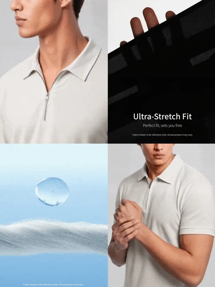 TekDrob Regular Polo With Front Half Zip - Apricot - View 2
