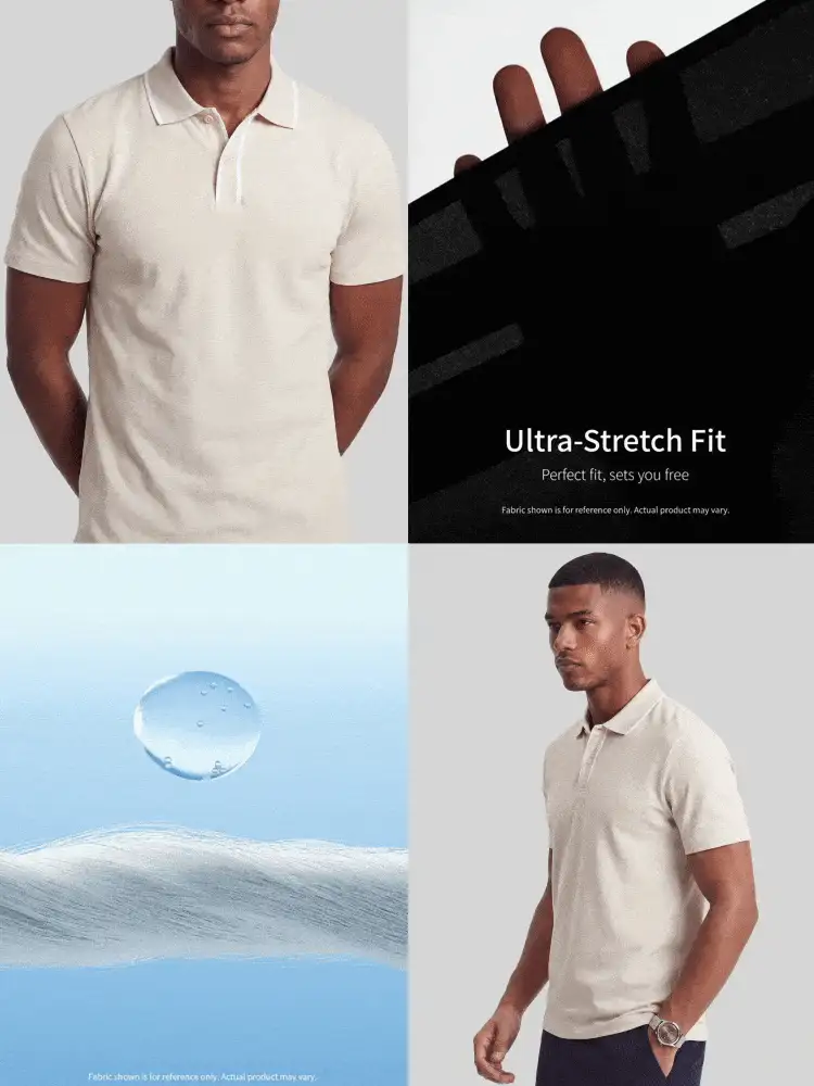 TekDrob Double Anti-Odor Heavy Viscose Polo Shirt With Striped RIB Detail And Regular Fit - Apricot - View 2