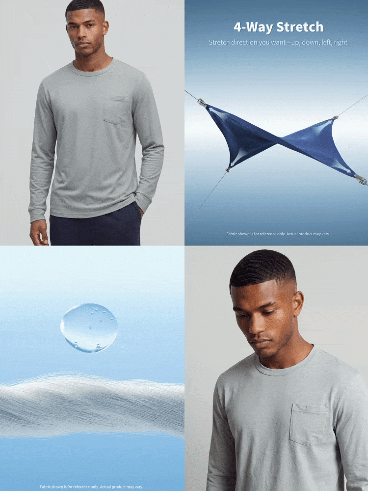 TekDrob Anti-Odor Straight Modal T-Shirt With Single Patch Pocket And Long Sleeves - Grey - View 2