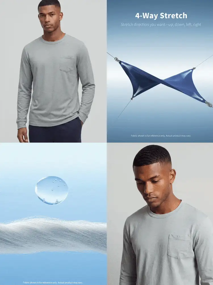 TekDrob Anti-Odor Straight Modal T-Shirt With Single Patch Pocket And Long Sleeves - Grey - View 2
