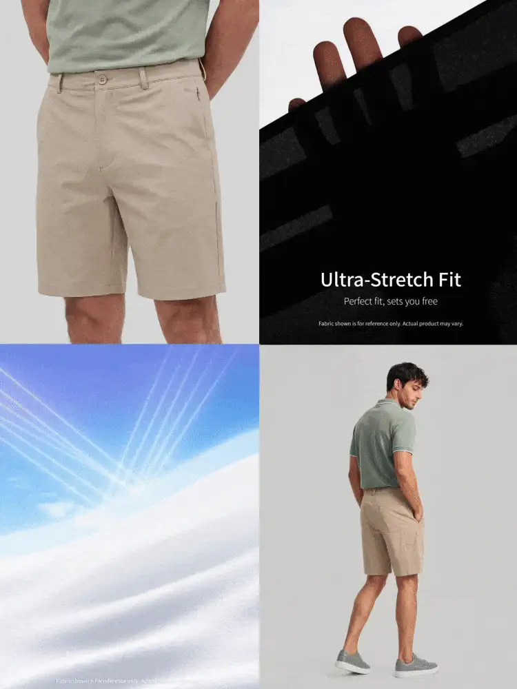 TekDrob Water Repellent & UV Protection Polyamide Utilitary Shorts With Single Security Pocket - Khaki - View 2