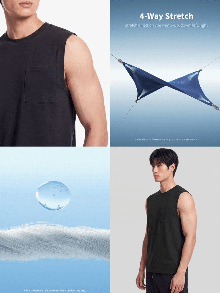 TekDrob Anti-Odor Modal Muscle Tank Tee With Single Patch Pocket - Black - View 2