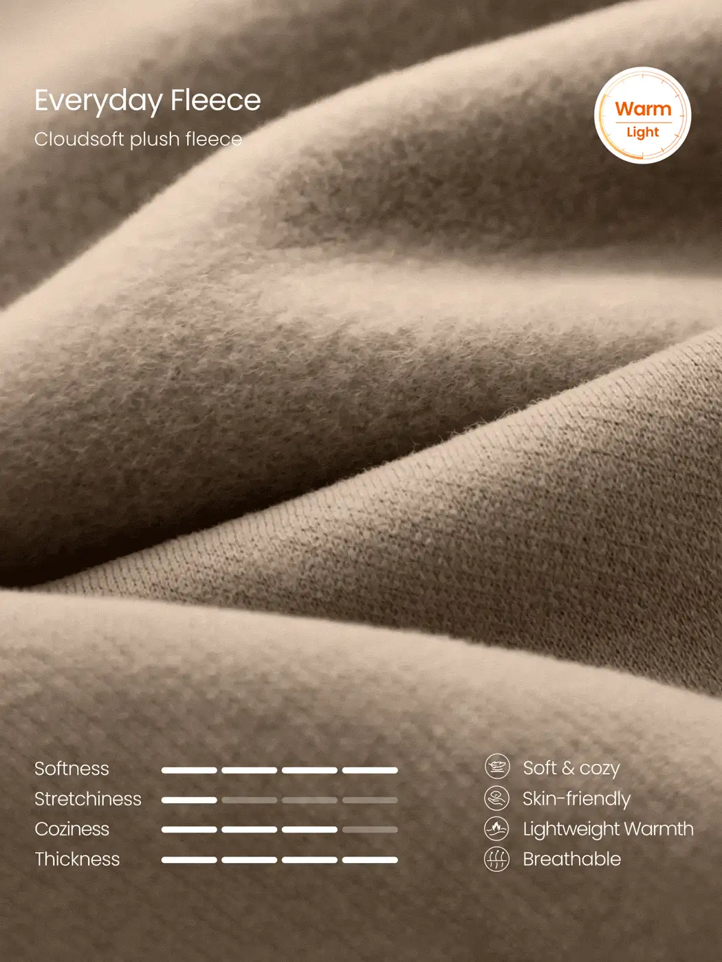 GLOWMODE Cozy Street Collection Everyday Fleece Off-Duty Glow Foldover Wide-Leg Sweatpants With Rivet-Detail Pockets Daily Casual Fall Winter Wear - Khaki - View 6