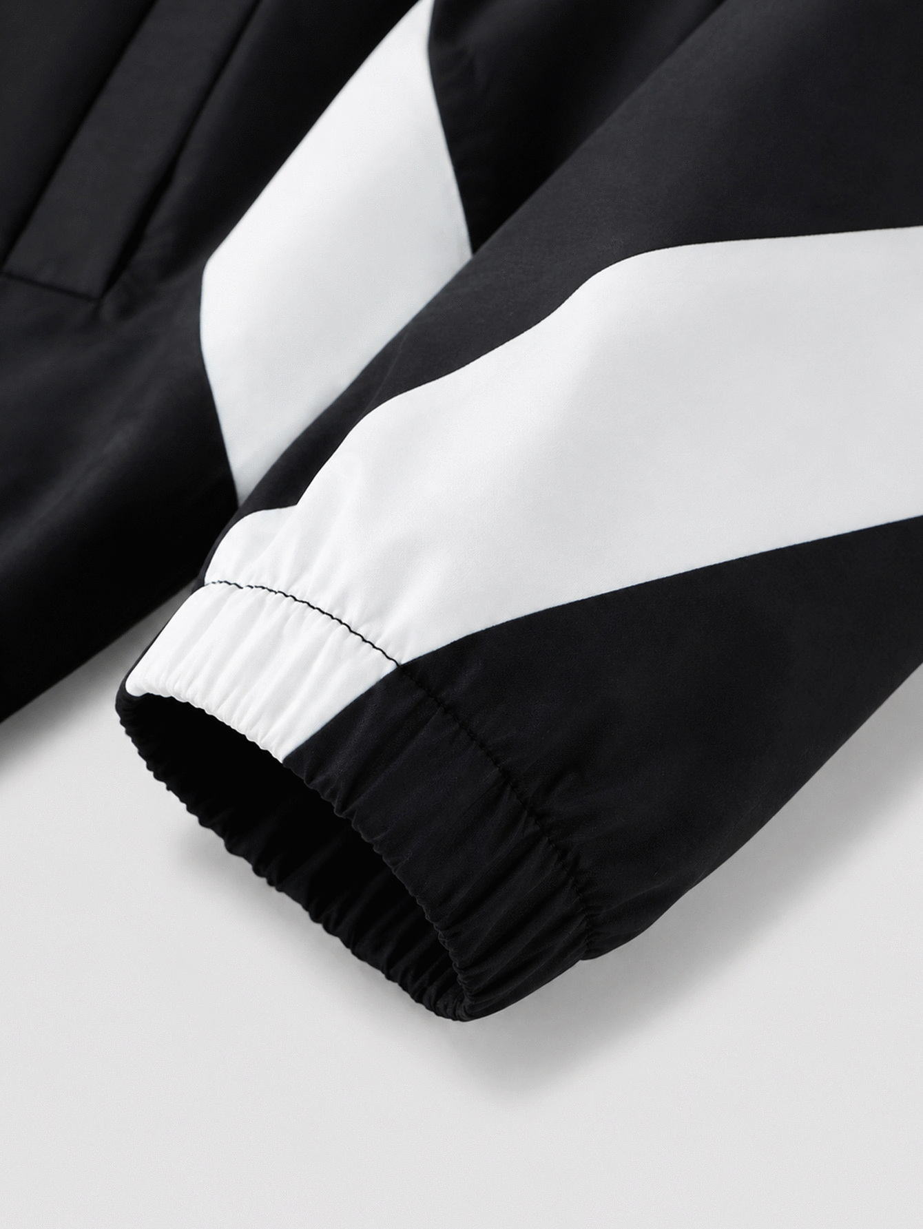 PAVTROS Men's Black & White Colorblock Patchwork Stand Collar Jacket & Pants 2-Piece Set, 90s Retro Sporty Style, Functional Casual, Cleanfit Minimalist Commute Style, Suitable For Sports, Fitness, Outdoor Camping, Back To School, Daily Casual, Holiday Gift - Black - View 5