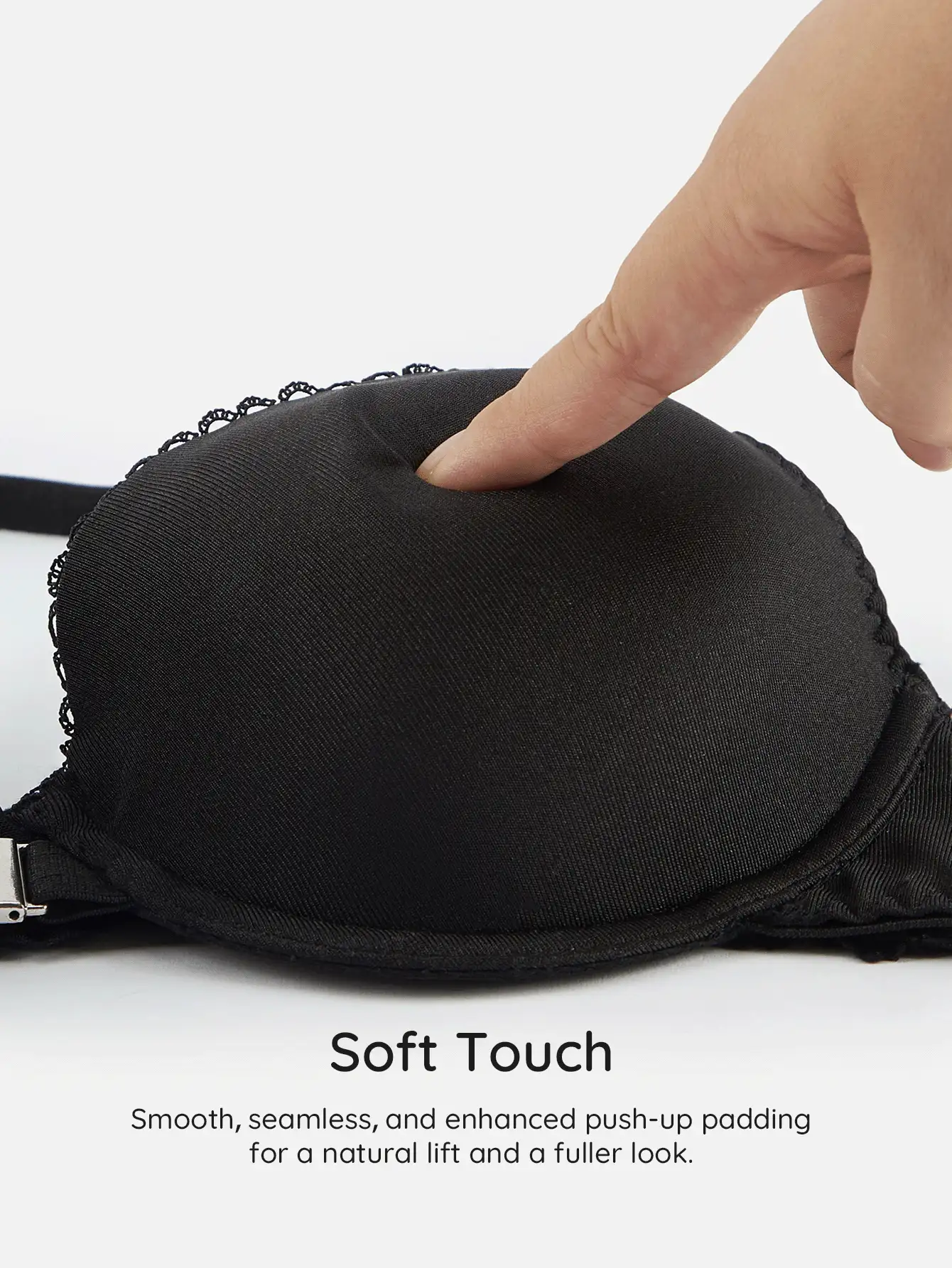 Bralution Black Underwire Molded Cup High Support Push Up Lift Front Closure Lace Patchwork Beautiful Back Minimalist French Style Women's Bra - Black - View 9