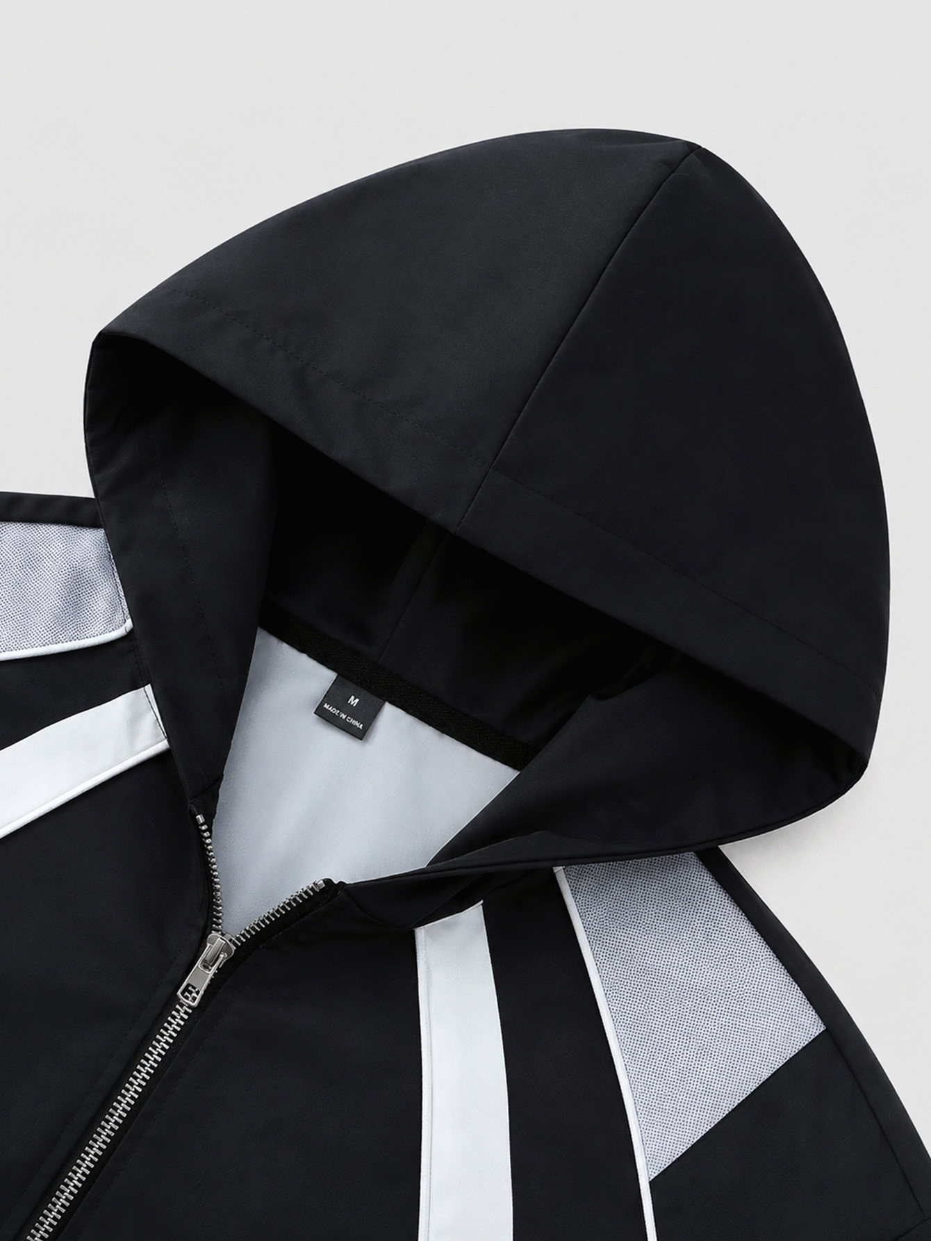 PAVTROS Men's Black & White Colorblock Patchwork Stand Collar Jacket & Pants 2-Piece Set, 90s Retro Sporty Style, Functional Casual, Cleanfit Minimalist Commute Style, Suitable For Sports, Fitness, Outdoor Camping, Back To School, Daily Casual, Holiday Gift - Black - View 4