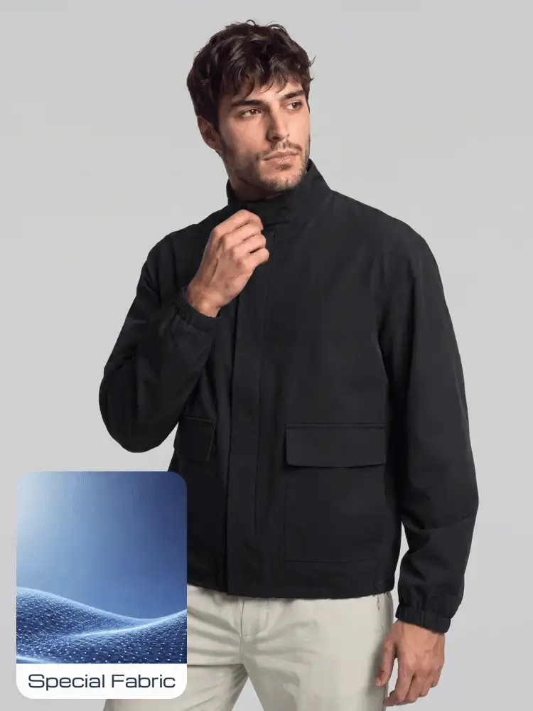TekDrob Water Repellent And Wind Proof Utility Cargo Jacket - Black - View 2