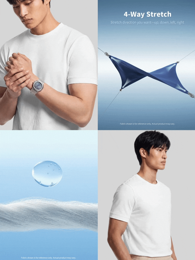 TekDrob Water Repellent And Double Anti-Odor Modal T-Shirt With Cuffed Sleeves And Crew Neck - White - View 2