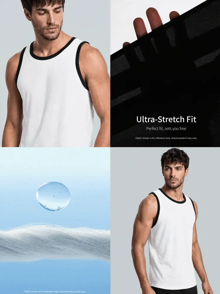 TekDrob Double Anti-Odor Heavy Viscose Slim Tank Top With Contrast Detail - White - View 2