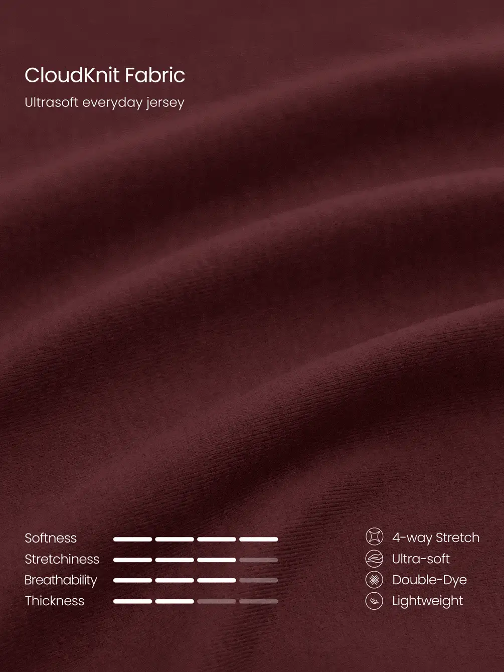GLOWMODE CloudKnit Lift Off Relaxed Fit In-Seam Pockets Elastic Cuffs Zip-Front Jacket Daily Casual Street Wear - Burgundy - View 5