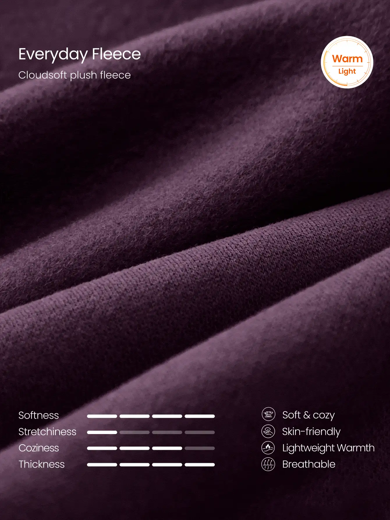 GLOWMODE 30'' Everyday Fleece Wide Leg Adjustable Drawstring Waist Basic Joggers Sweatpants With Side Pockets Daily Casual Fall Winter - Purple - View 5