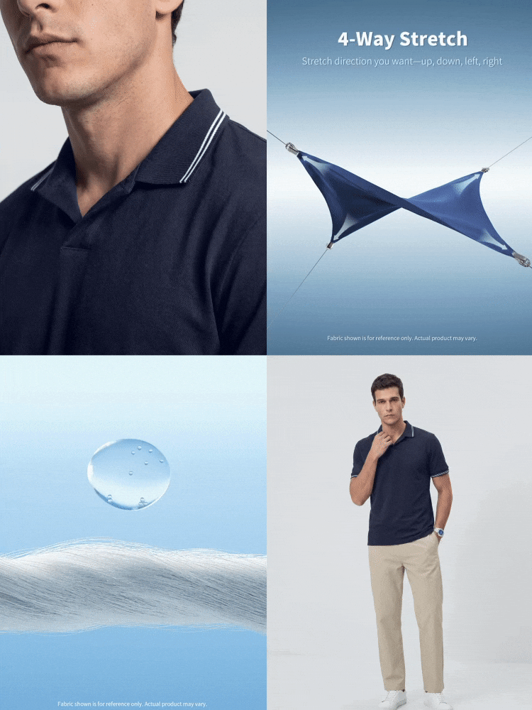 TekDrob Anti-Odor Modal Colarless Sport Polo With Ribbed Details - Royal Blue - View 2