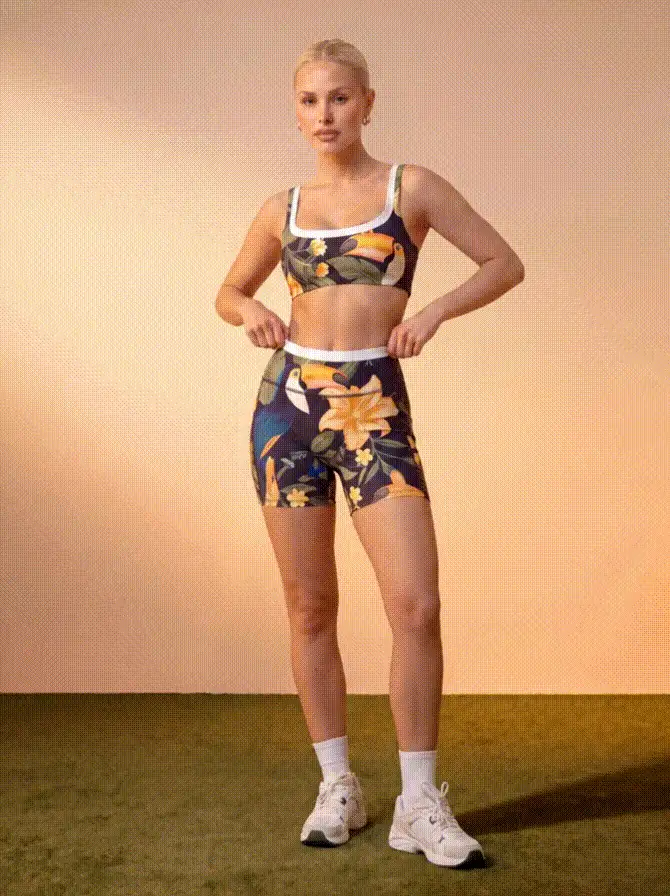 CAJUNI Casual Athletic Shorts With Pocket – Tropical Toucan Print – Gym Wear - Multicolor - View 5