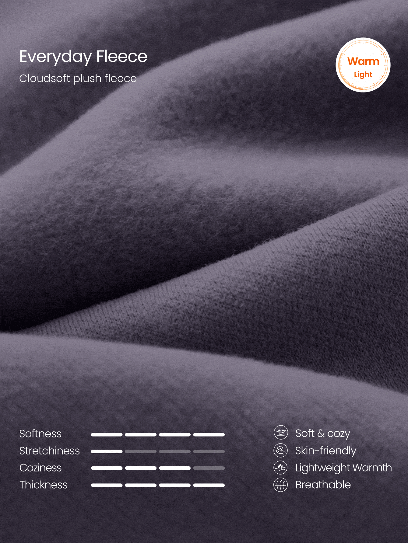 GLOWMODE Everyday Fleece Regular Ribbed Trim Sweatshirt With Kangaroo Pocket Daily Casual Fall Winter - Purple - View 8