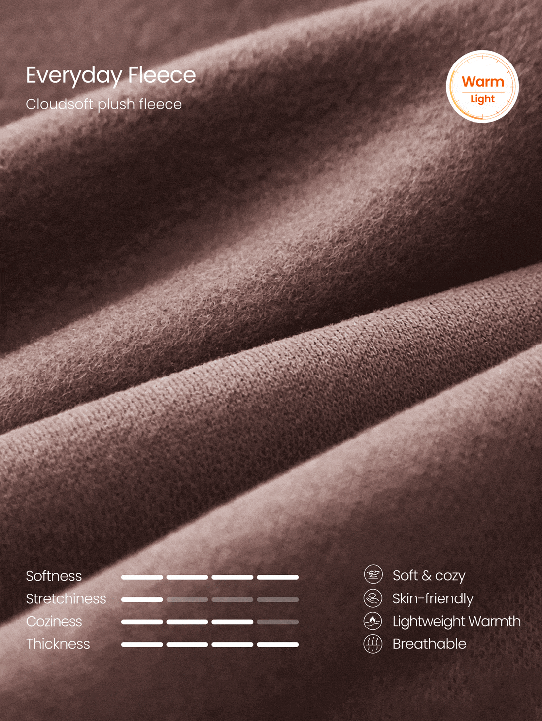 GLOWMODE Everyday Fleece Fireside Hoodie With Tonal Back Embroidery & Dropped Shoulders Relaxed Fit Daily Casual Fall Winter Outdoor Wear - Warm Clay - View 6