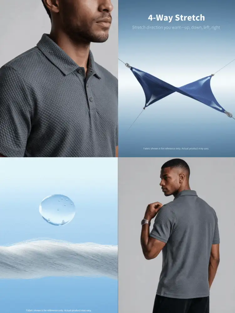 TekDrob Polo Regular yang Bernapas & Elastis 4 Arah dengan Anti Kerut dan Tekstur Khusus - Grey - View 2