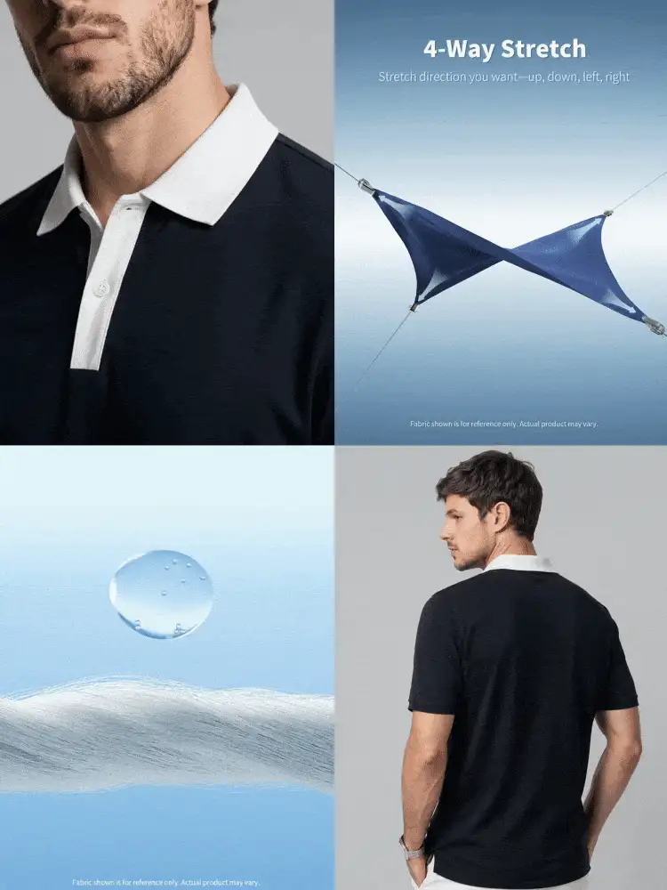 TekDrob Anti-Odor Modal Polo Shirt With Regular Fit And Contrast Collar - Black - View 7