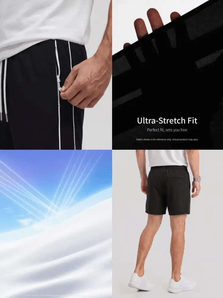 TekDrob Water Repellent & UV Protection Active Shorts With Contrasting Details And Zippered Pockets - Black - View 2