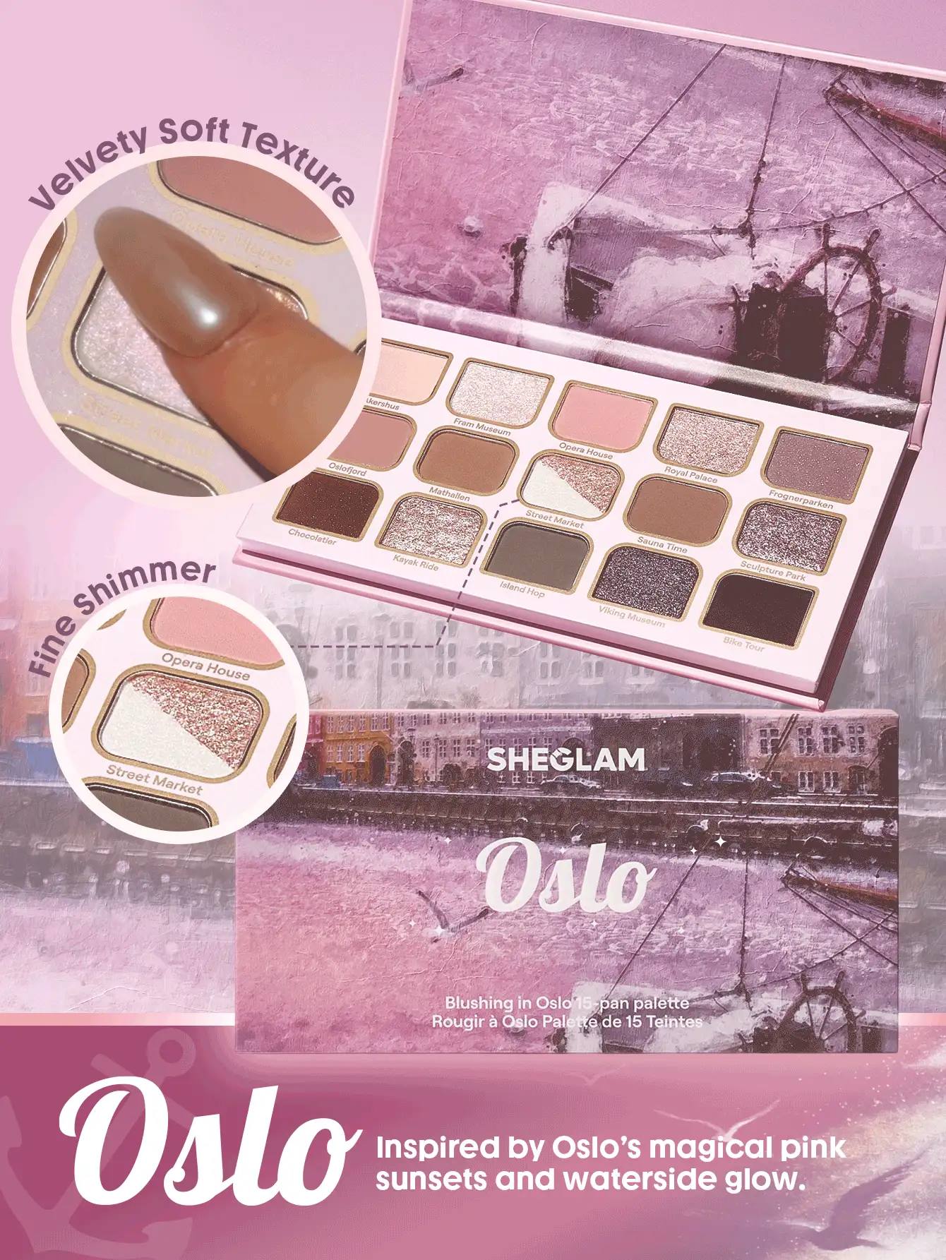 SHEGLAM Blushing In Oslo 15色盤 品牌 美妝 化妝品 彩妝 女性與女孩 Y2K 萬聖節 秋冬 臉部彩繪 狂歡派對 - Blushing in Oslo 15-pan palette - 查看 5