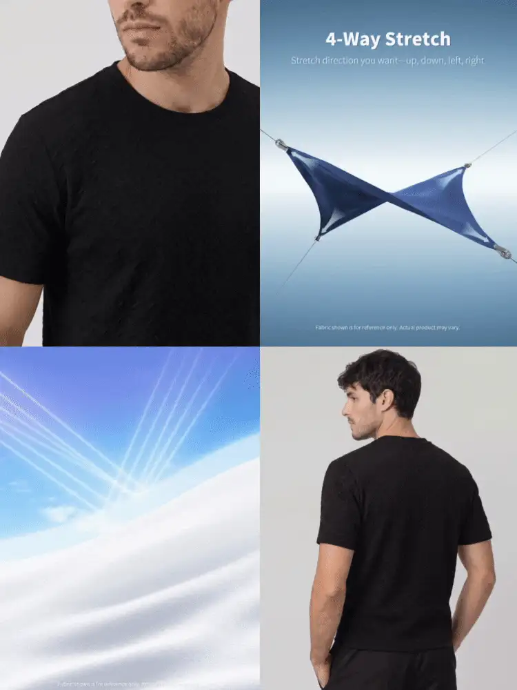 TekDrob Men Water Repellent & Anti-Wrinkle T-Shirt With Regular Fit, Crew Neck And Texture - Black - View 2