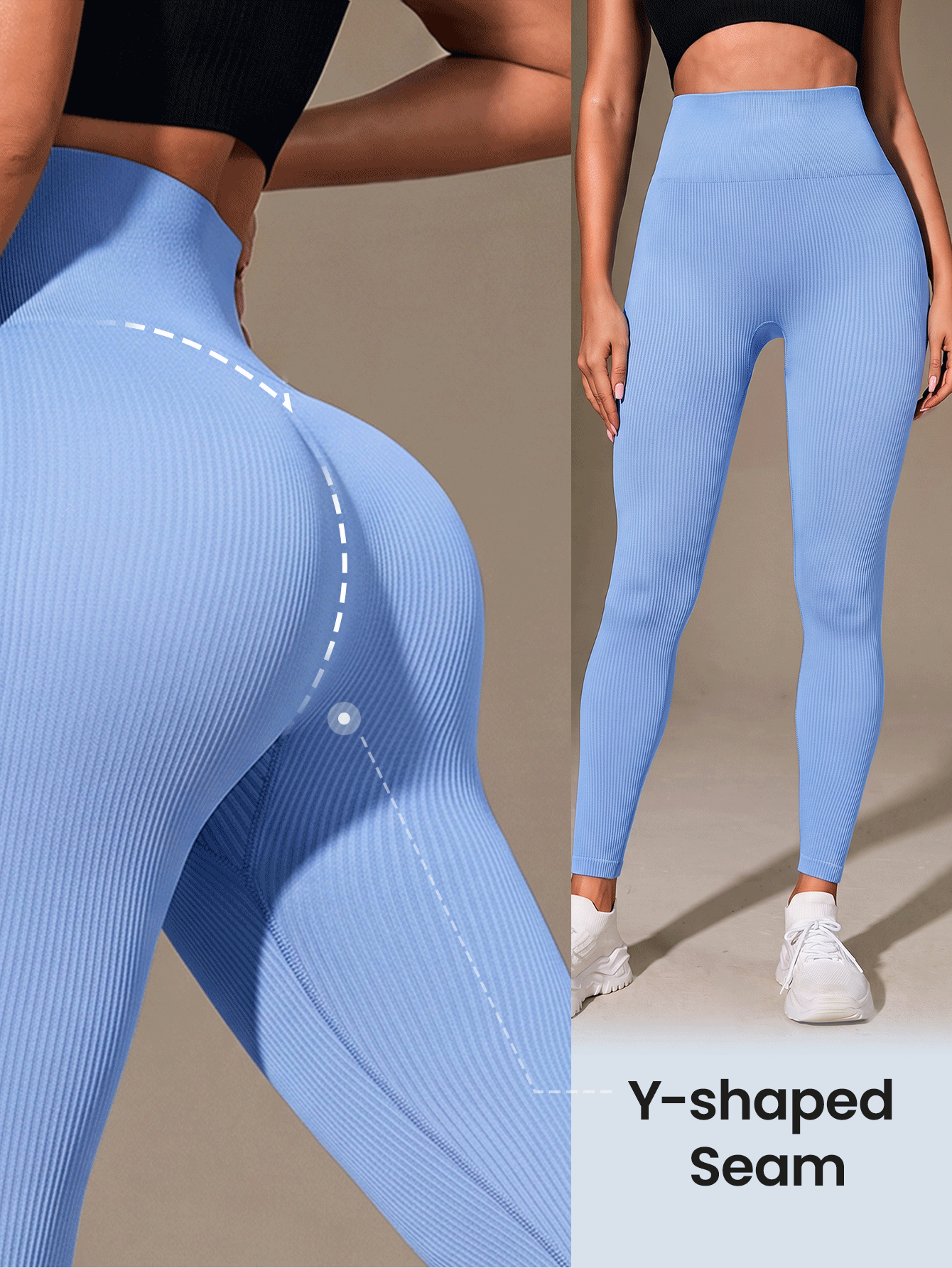 SHEIN Dewbera 1pc Regular Long Pants/Ribbed/Basic/Army Green+Sports Long Pants+Fitness/Yoga - Blue - View 3