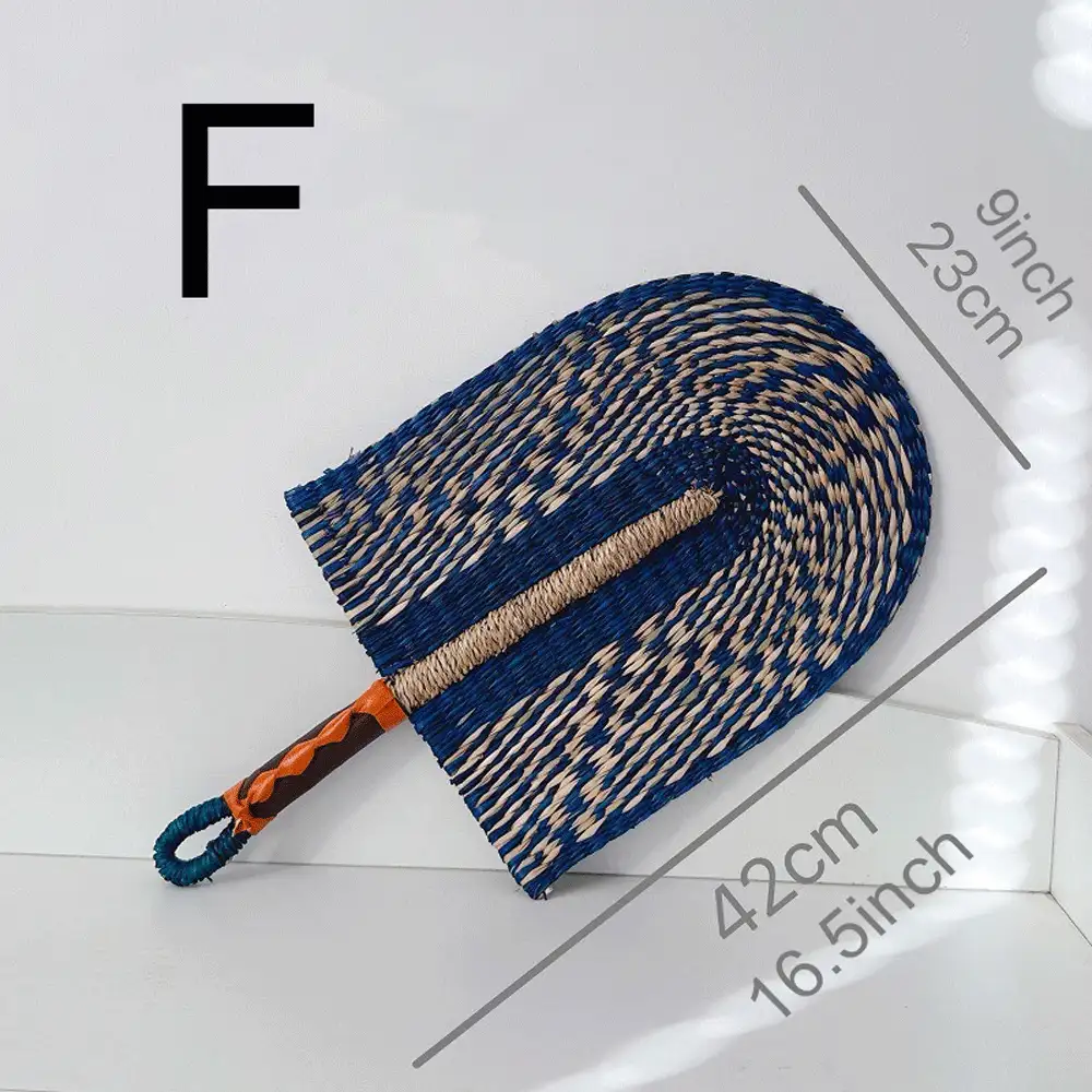 1 Peça Leque de Parede Tecido à Mão de Grama Marinha de 16,5 Polegadas, Leque Decorativo de Elemento Africano, Decoração de Parede Colorida