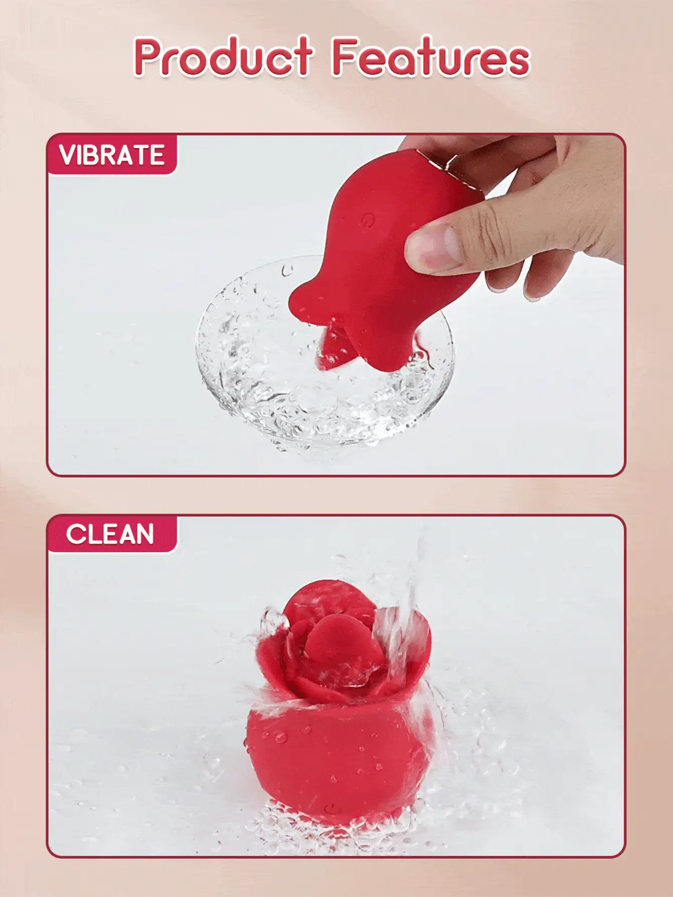 Vibrador de rosa para mujer, mini estimulador vibrador con lengüeta lamiendo con 10 vibraciones placenteras para el clítoris y estimulación de los pezones, juguetes y juegos sexuales para adultos para mujeres y parejas