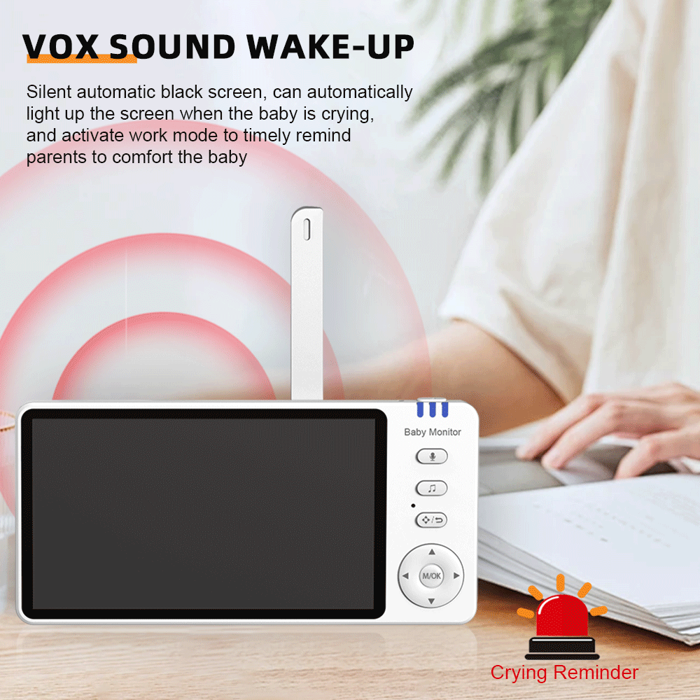 CDYCAM New 5.0 Inch Wireless Video Baby Monitor IPS Screen With Nanny PTZ Camera Two Way Audio VOX Lullaby Camera Wireless Protection Detection Smart Nanny Camera Electronic Baby Mother Kids Two-Way Audio Night Vision Cry Babies Feeding With Temperature Display Screen With Long Battery Life Night Vision USB Charge