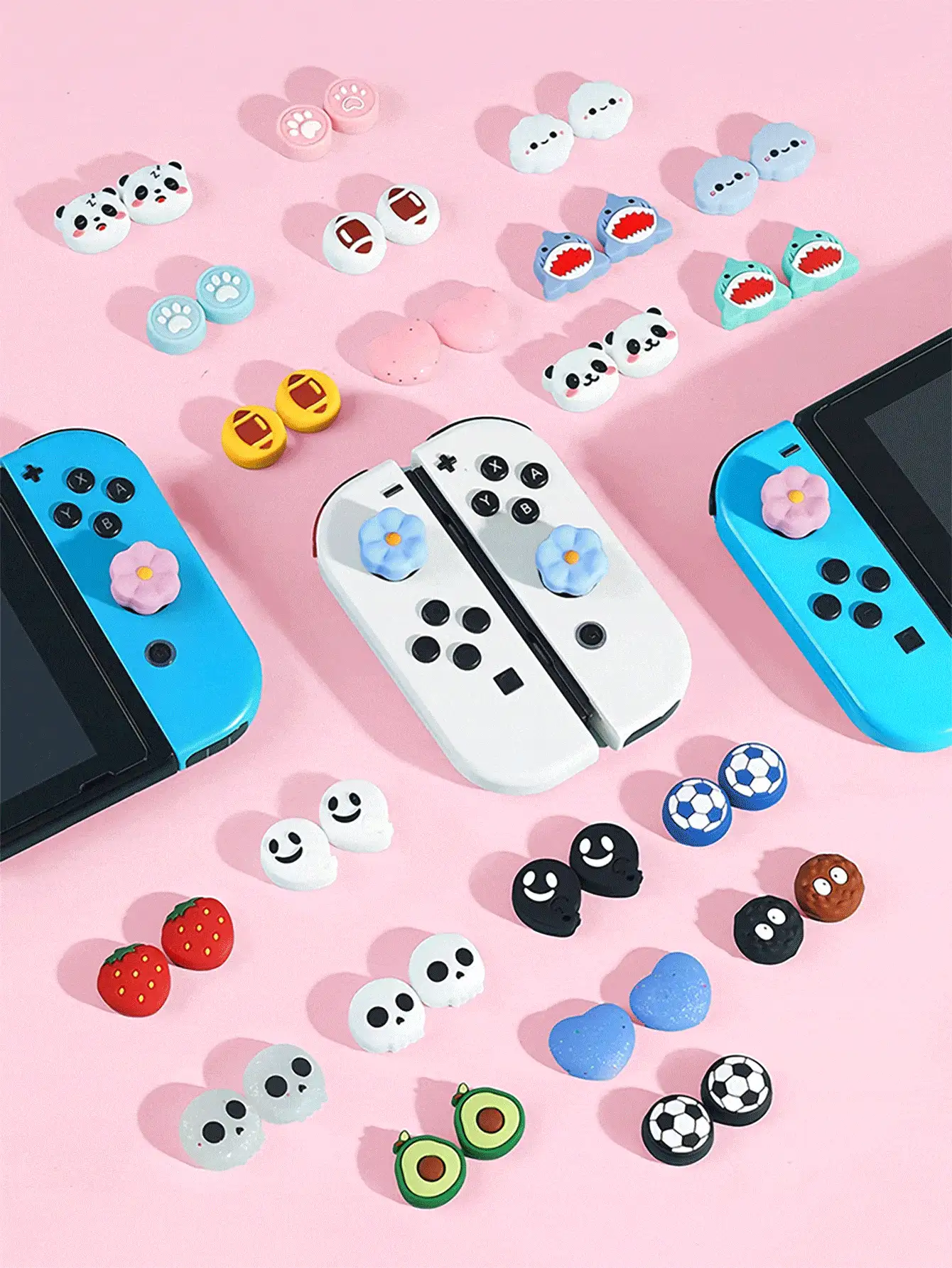 2 件拇指握把帽，适用于 /Switch OLED/Switch Lite，控制器硅胶操纵杆帽盖，适用于 Switch 控制器，游戏控制器配件 - 彩色 - 查看 3